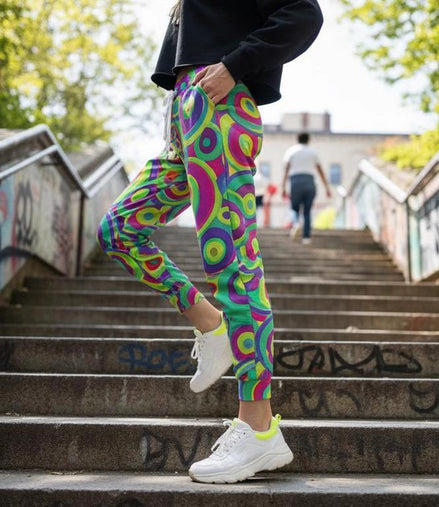 Neon StreetsmArt Athletic Joggers - Vibrant Graffiti Print Unisex Activewear for Urban Style by Aesthetic Rebellion