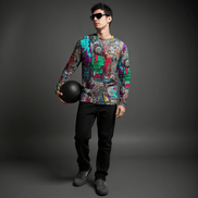 Aerosol Alchemists Long Sleeve for Urban Graffiti Heads — Graffiti-style street art print in neon tones. Unisex long-sleeved t-shirt with dopamine dressing, post-internet fashion, weird girl aesthetic style. Aesthetic Rebellion.