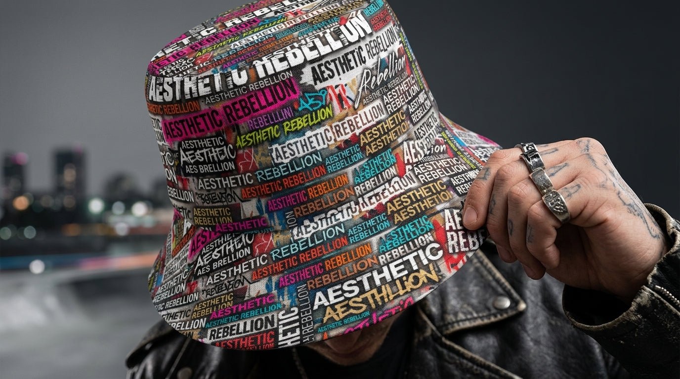 Aesthetic Rebellion AOP Word Cloud Reversible Bucket Hat | Unisex - Aesthetic Rebellion