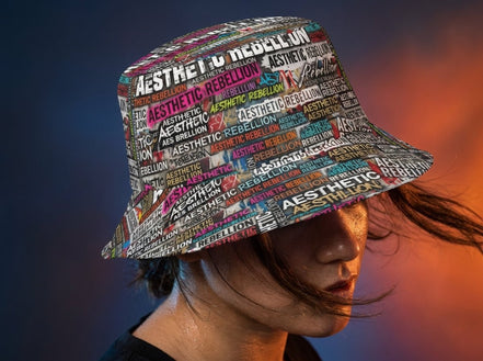 Aesthetic Rebellion AOP Word Cloud Reversible Bucket Hat | Unisex - Aesthetic Rebellion