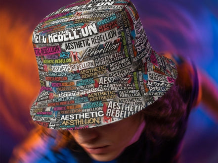 Aesthetic Rebellion AOP Word Cloud Reversible Bucket Hat | Unisex - Aesthetic Rebellion