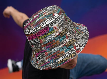 Aesthetic Rebellion AOP Word Cloud Reversible Bucket Hat | Unisex - Aesthetic Rebellion