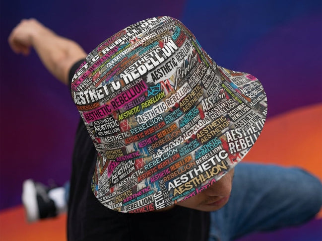 Aesthetic Rebellion AOP Word Cloud Reversible Bucket Hat | Unisex - Aesthetic Rebellion