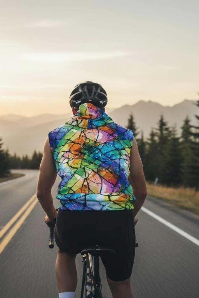 Vibrational Vector Athletic Hoodie - Psychedelic High-Visibility Activewear for Cycling & Outdoor Adventurers by Aesthetic Rebellion