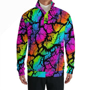 All - Over Print Men’s Casual Pullover Shirt With Half Zipper - Aesthetic Rebellion