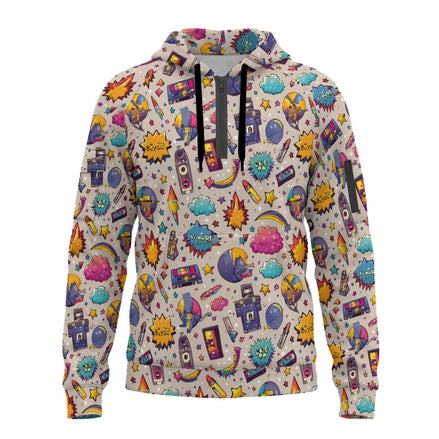 All - Over Print Men’s Fleece Half - Zip Hoodie With Arm Pockets - Aesthetic Rebellion
