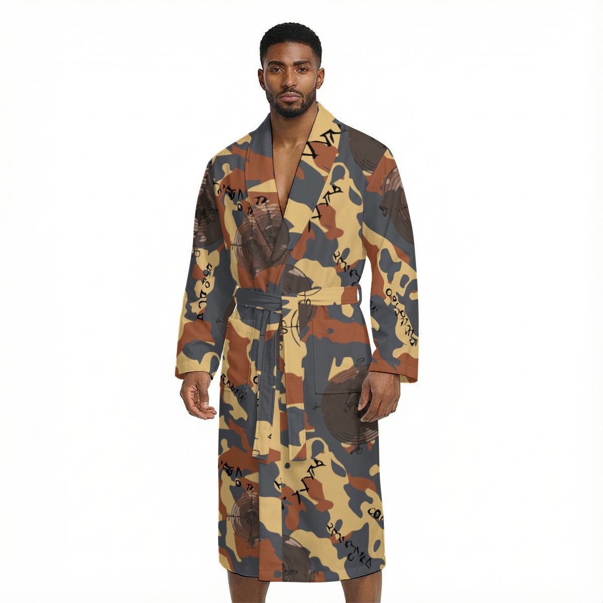 All Over Print Men’s Fleece - Lined Bathrobe with Belt - Aesthetic Rebellion
