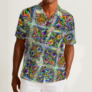 All - Over Print Men's Hawaiian Shirt With Button Closure |115GSM Cotton poplin - Aesthetic Rebellion