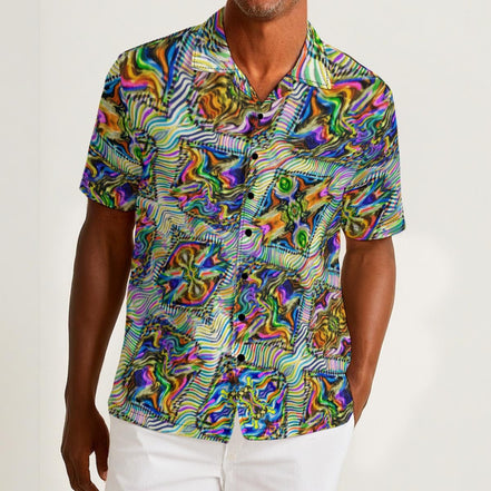 All - Over Print Men's Hawaiian Shirt With Button Closure |115GSM Cotton poplin - Aesthetic Rebellion