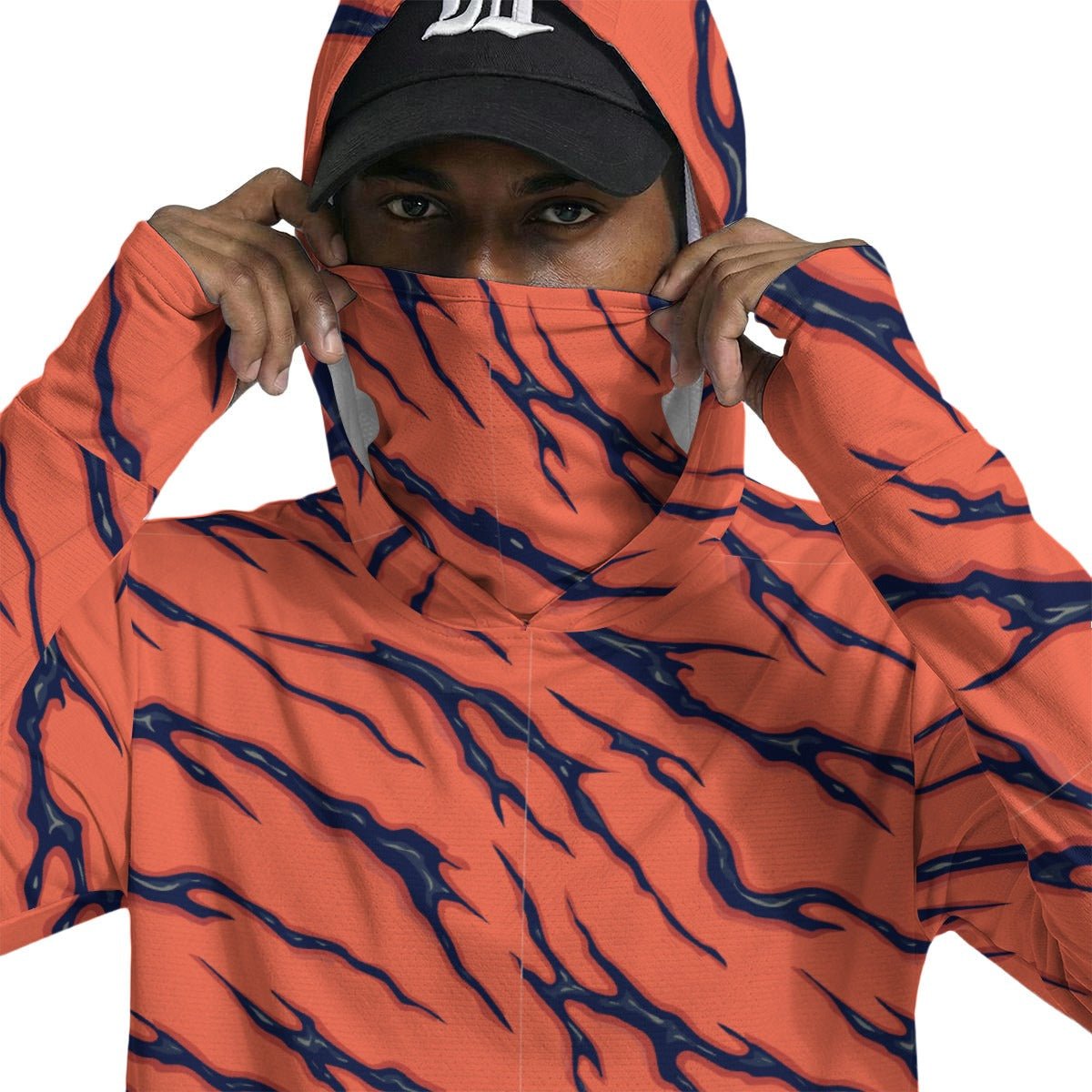 All - Over Print Men’s Sun Protection Hoodie with Face Cover and Thumb Holes - Aesthetic Rebellion