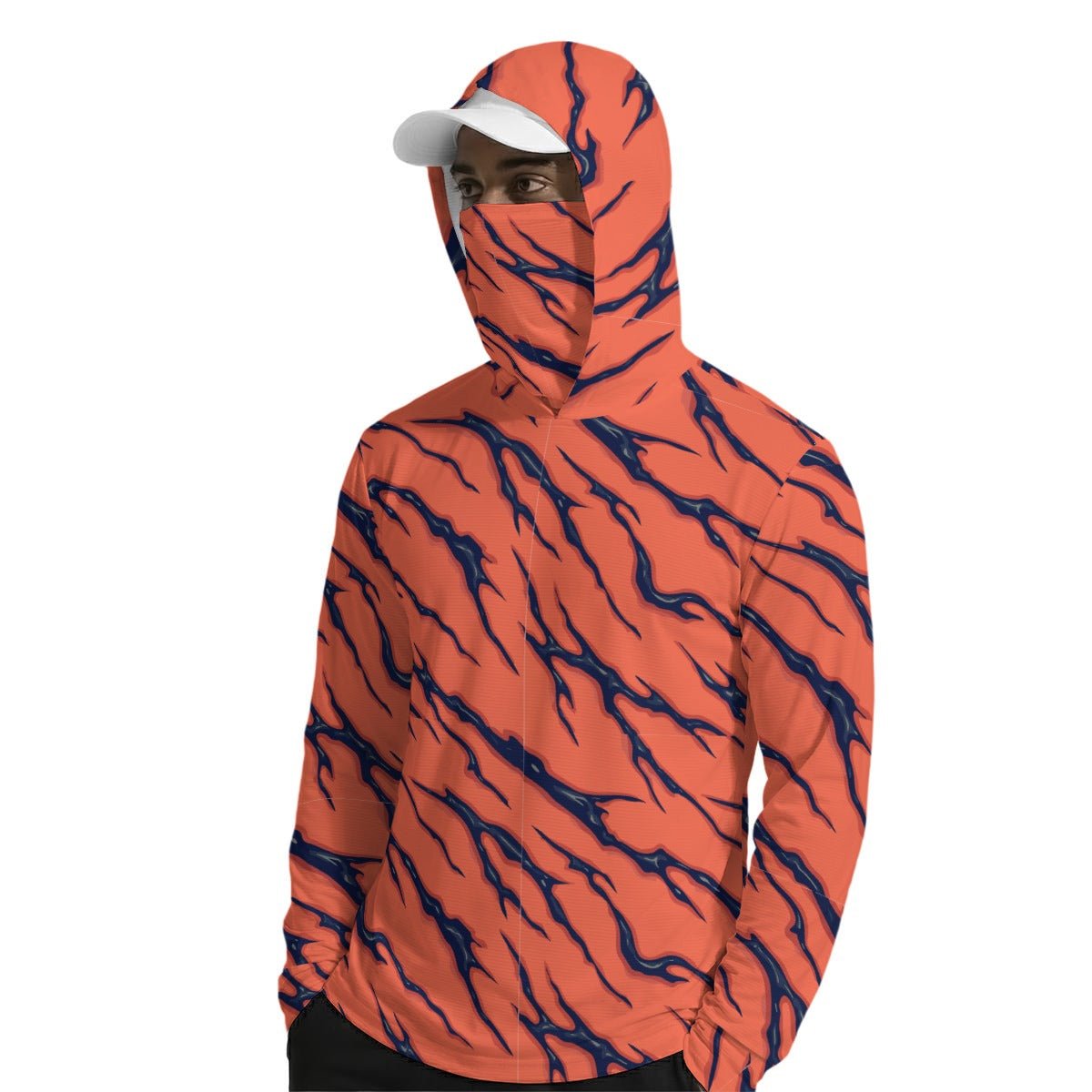 All - Over Print Men’s Sun Protection Hoodie with Face Cover and Thumb Holes - Aesthetic Rebellion