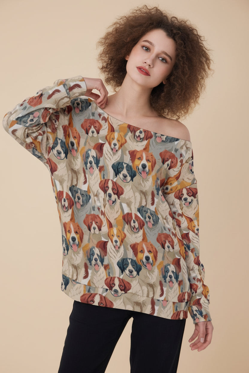 All - Over Print Oversized Women's Off - Shoulder Sweatshirt - Aesthetic Rebellion