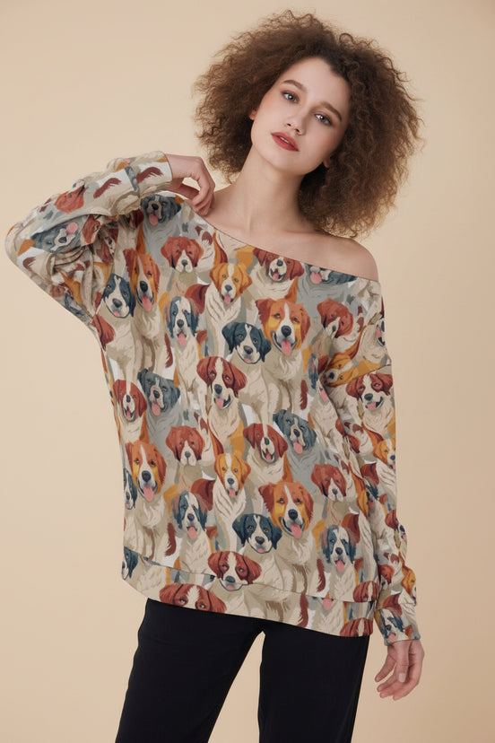 All - Over Print Oversized Women's Off - Shoulder Sweatshirt - Aesthetic Rebellion