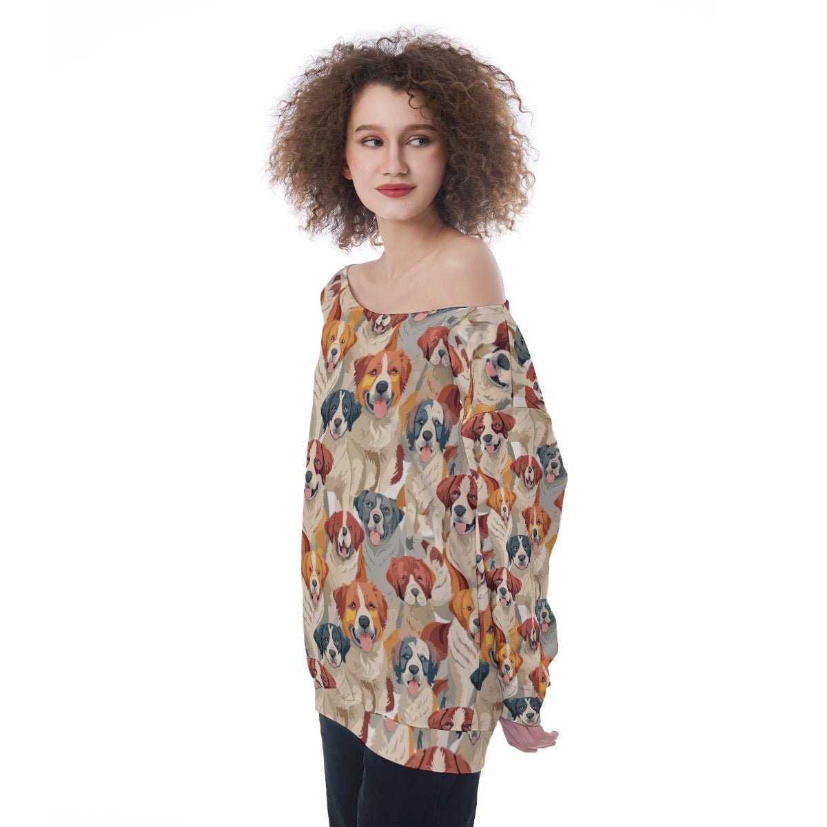 All - Over Print Oversized Women's Off - Shoulder Sweatshirt - Aesthetic Rebellion