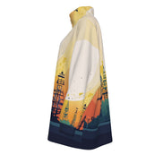 All-Over Print Unisex Borg Fleece Stand-up Collar Coat With Zipper Closure(Plus Size) - Aesthetic Rebellion