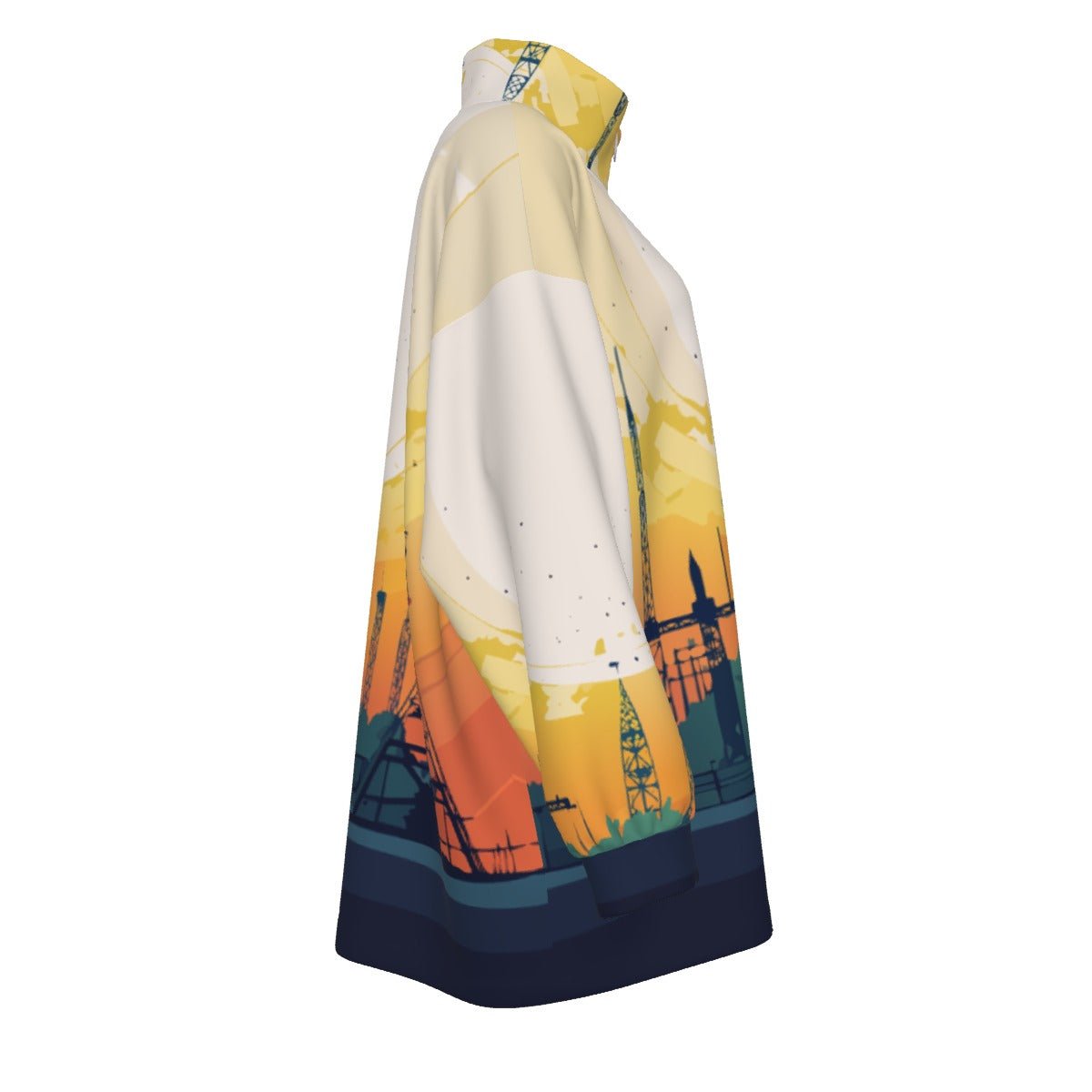 All-Over Print Unisex Borg Fleece Stand-up Collar Coat With Zipper Closure(Plus Size) - Aesthetic Rebellion