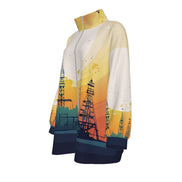 All-Over Print Unisex Borg Fleece Stand-up Collar Coat With Zipper Closure(Plus Size) - Aesthetic Rebellion