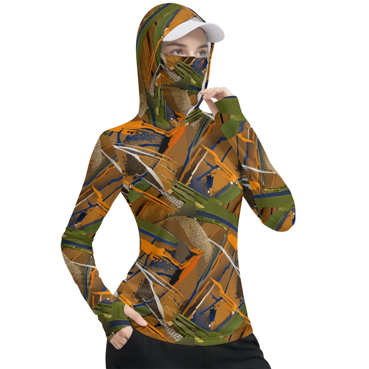 All - Over Print Women’s Hooded Face - Cover Sun Protection Tshirt - Aesthetic Rebellion