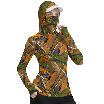 All - Over Print Women’s Hooded Face - Cover Sun Protection Tshirt - Aesthetic Rebellion