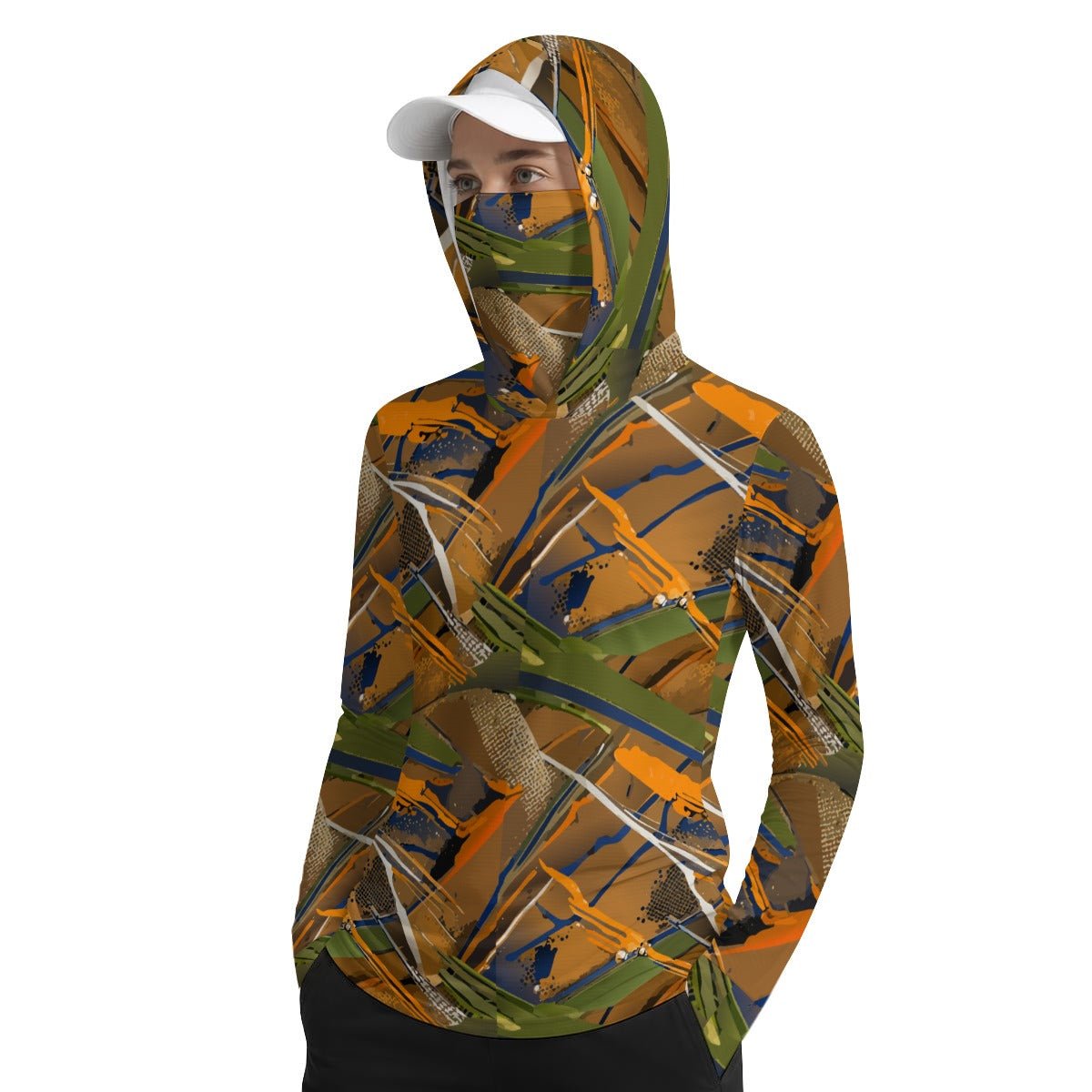 All - Over Print Women’s Hooded Face - Cover Sun Protection Tshirt - Aesthetic Rebellion