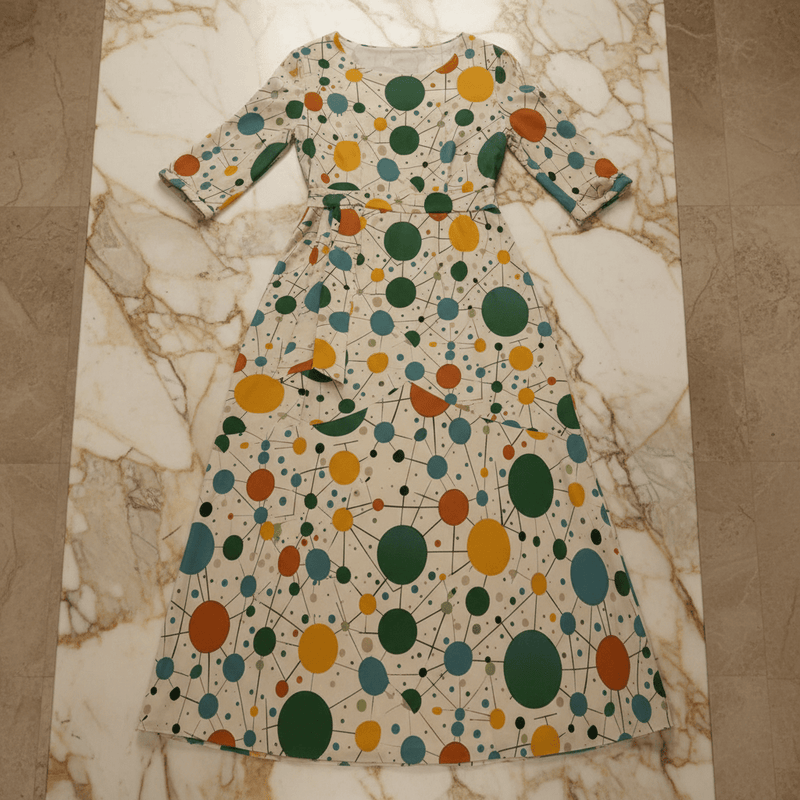 Sage Splatter Dot Maxi Dress — Cream Painterly AOP Milk-Silk Plus Size Dress for Soft Maximalists