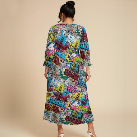 All - Over Print Women’s Maxi Dress|Plus Size - Aesthetic Rebellion