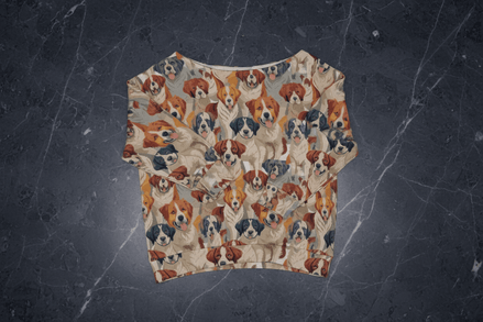 All - Over Print Women's Oversized Off - Shoulder Sweatshirt – Pawsitive Vibrations Dog Print - Aesthetic Rebellion