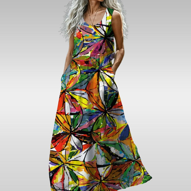 All - Over Print Women’s Sleeveless Maxi Dress - Aesthetic Rebellion