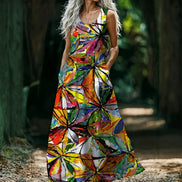 All - Over Print Women’s Sleeveless Maxi Dress - Aesthetic Rebellion