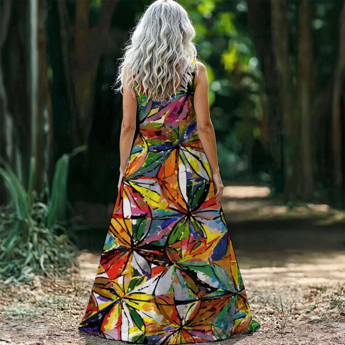 All - Over Print Women’s Sleeveless Maxi Dress - Aesthetic Rebellion