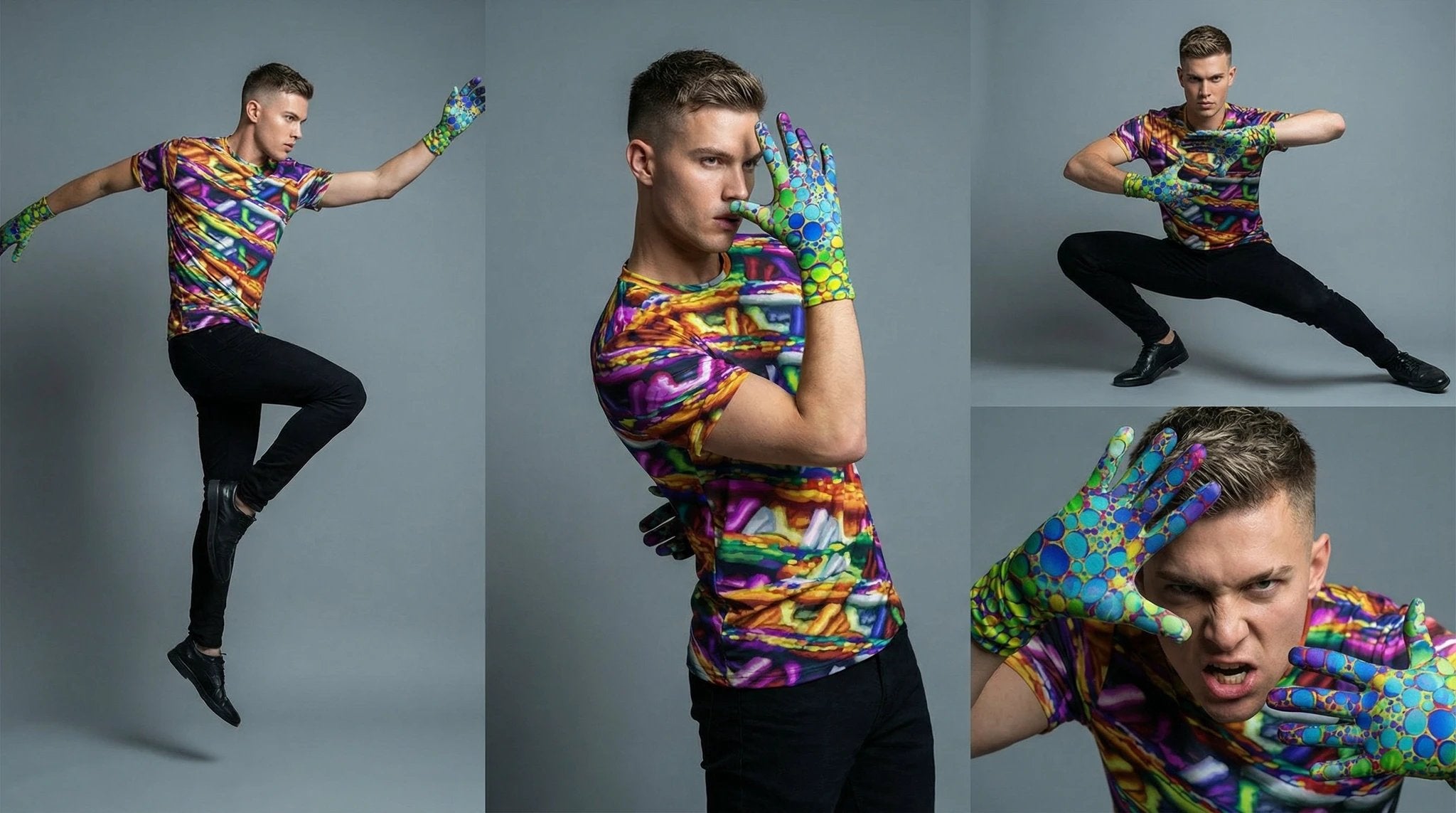 Abstract Art Fleece Gloves — Vivid Print, Polar Warmth, All-Day Grip