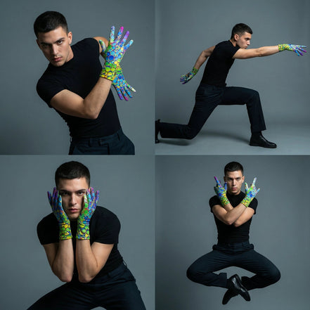 Abstract Art Fleece Gloves — Vivid Print, Polar Warmth, All-Day Grip