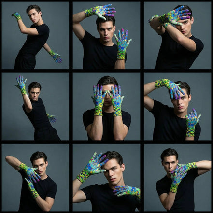 Abstract Art Fleece Gloves — Vivid Print, Polar Warmth, All-Day Grip