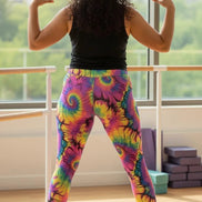 Prism Punch Plus Size Tie Dye Leggings - Vibrant High-Waist Festival Pants for Bold Fitness by Aesthetic Rebellion