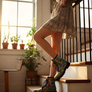 Vandals Velvet Martin Short Boots - Designer All-Over Print Combat Boots for Edgy Streetwear by Aesthetic Rebellion
