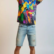 Trippy Tropics Vaporwave Hawaiian Shirt - Vibrational Vector AOP Button-Up for Cyber-Vacation & Festivals by Aesthetic Rebellion