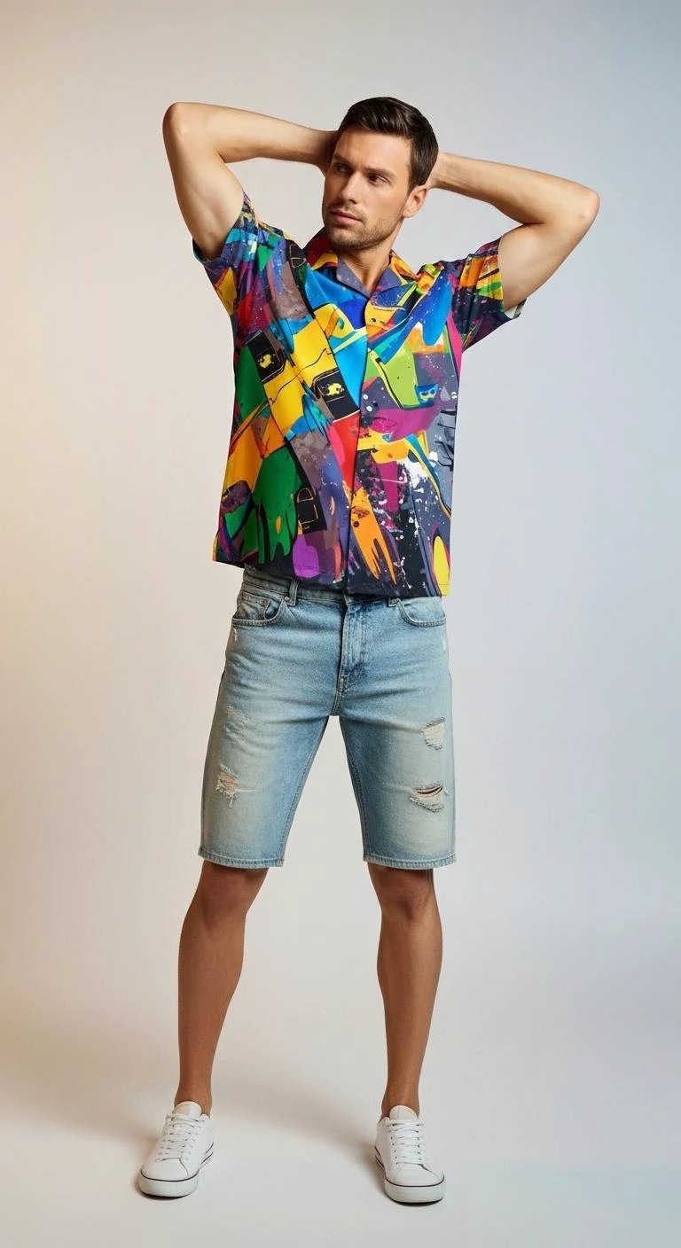 Trippy Tropics Vaporwave Hawaiian Shirt - Vibrational Vector AOP Button-Up for Cyber-Vacation & Festivals by Aesthetic Rebellion