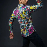 Graffiti Print Cotton Poplin Shirt - Antibacterial Designer Workwear for Creative Directors & Urban Stylists by Aesthetic Rebellion