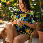 True Flower Child Vector Pajama Set - Whimsical Bohemian Loungewear for Artsy Dreamers by Aesthetic Rebellion