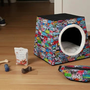Retro-Futurist Space Capsule Pet Bed - Waterproof Mid-Century Modern Cat House & Designer Puppy Lounge by Aesthetic Rebellion