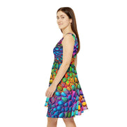 Geometric Graffiti Skater Dress - Vibrant All-Over Print AOP Party Dress for Creative Women by Aesthetic Rebellion