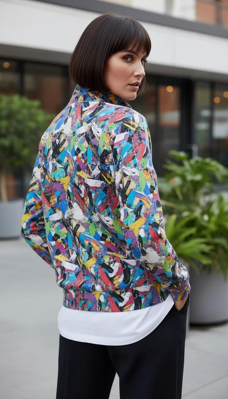 Digital Impasto Paint Stroke Half-Zip - Heavyweight Cotton Pullover for Fine Artists & Curators by Aesthetic Rebellion