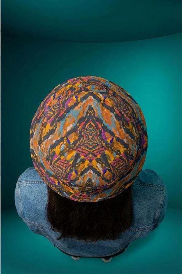 Toasted Marshmallow Campfire Bucket Hat - Abstract Organic Print Outdoor Hat for Glamping & Festivals by Aesthetic Rebellion