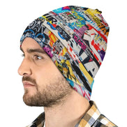 Street Swag All-Over Print Knit Beanie | Bold Abstract Art Streetwear Hat by Aesthetic Rebellion
