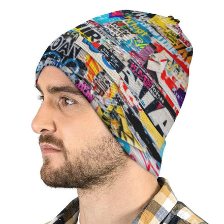 Street Swag All-Over Print Knit Beanie | Bold Abstract Art Streetwear Hat by Aesthetic Rebellion