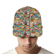 Maximalist AOP Snapback for Wanderlust Dressers — Ticket To Somewhere Bent Brim Cap, Festival Travel Hat, Streetwear Statement, Outdoor Adventure Cap, Unisex Bold Print