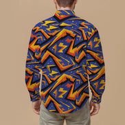 Geometric Glitch Art Button Down Shirt | 90s Arcade Streetwear by Aesthetic Rebellion