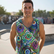 AI Art Tank Top | Vibrant Glitchcore Jersey by Aesthetic Rebellion