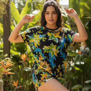 True Flower Child Vector Pajama Set - Whimsical Bohemian Loungewear for Artsy Dreamers by Aesthetic Rebellion