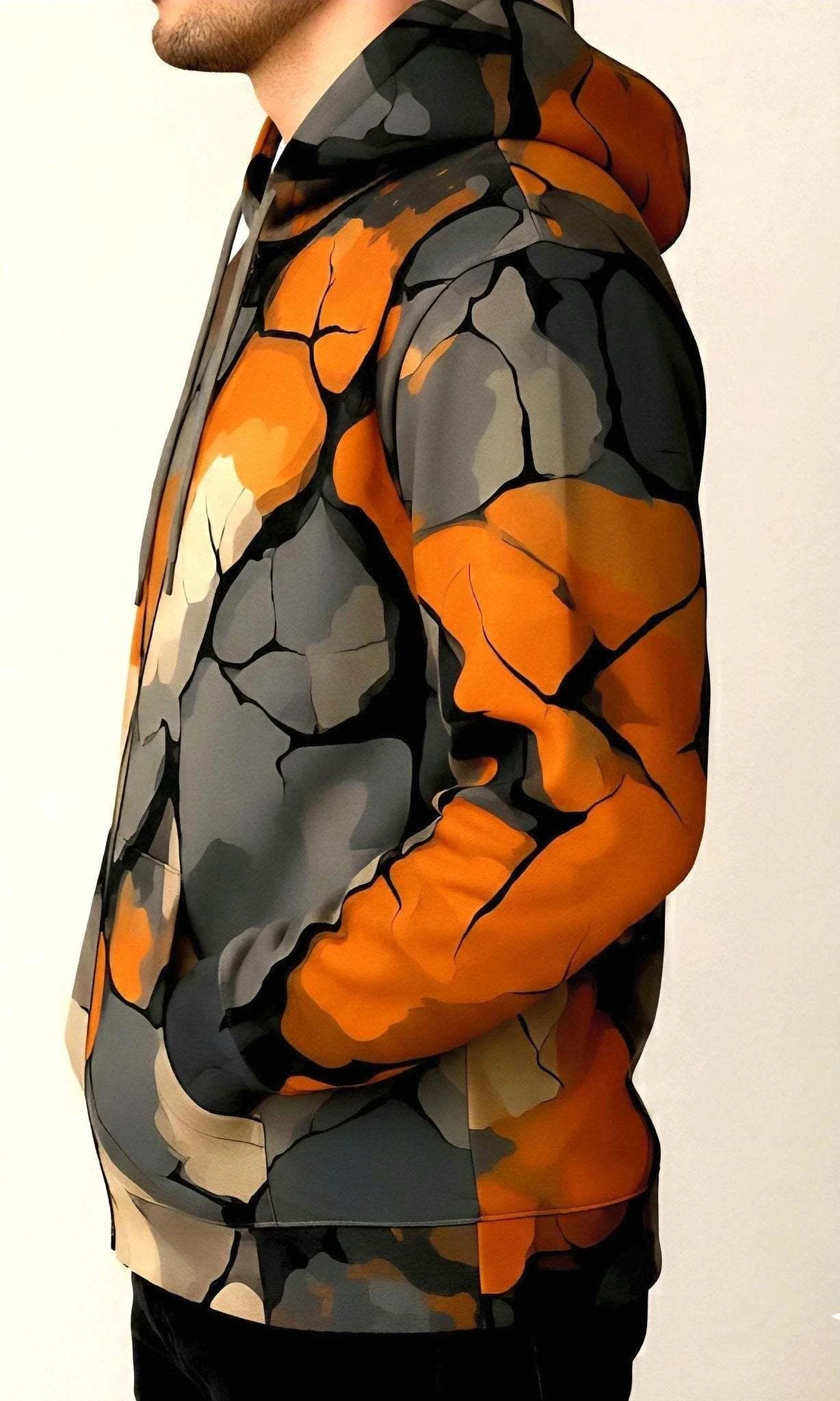 Maximalist Shattered Glass Print Hoodie - Heavyweight Primal Print Pullover for Streetwear Fans by Aesthetic Rebellion